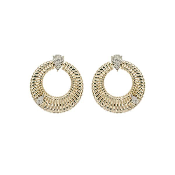 BRINCOS EM OURO AMARELO ARGOLA COM BRILHANTES 0,69 CTS