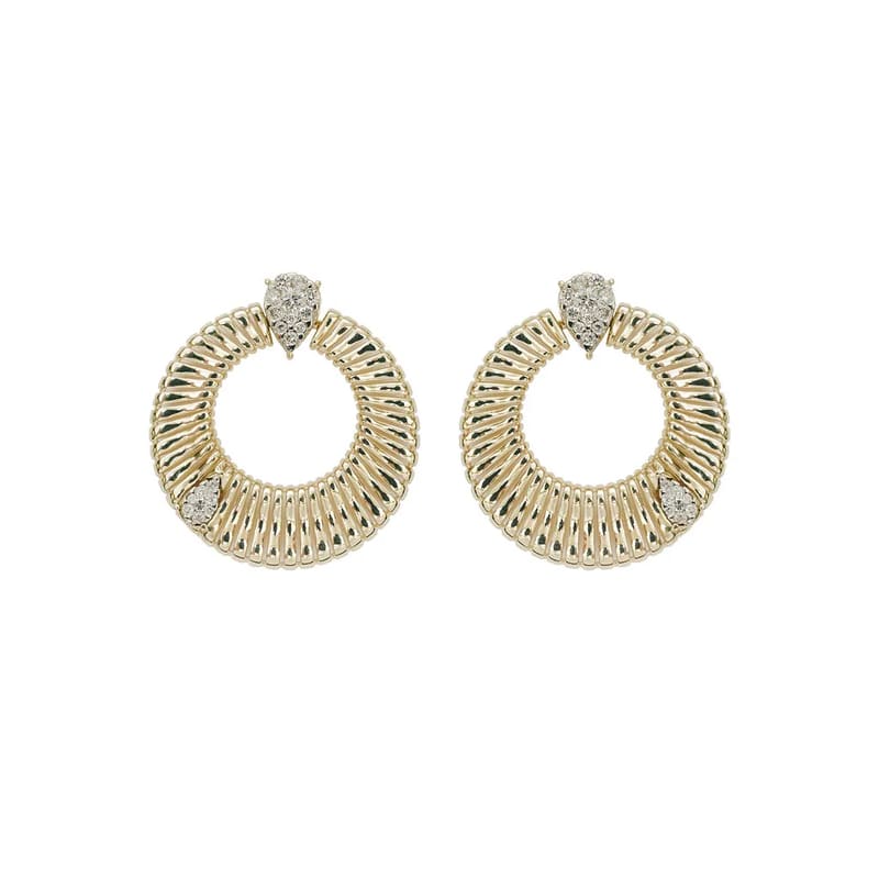 BRINCOS EM OURO AMARELO ARGOLA COM BRILHANTES 0,69 CTS