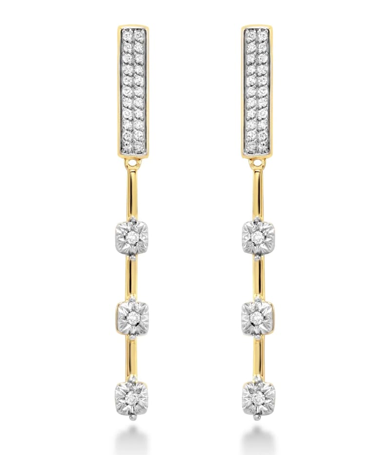 BRINCOS EM OURO AMARELO COM BRILHANTES 0,31 CTS