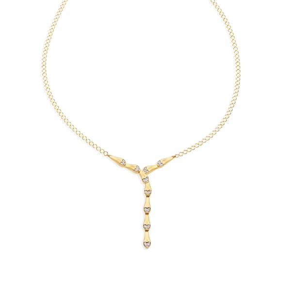 CORRENTE EM OURO AMARELO COM BRILHANTES 0,14CTS CORACOES CAMADAS