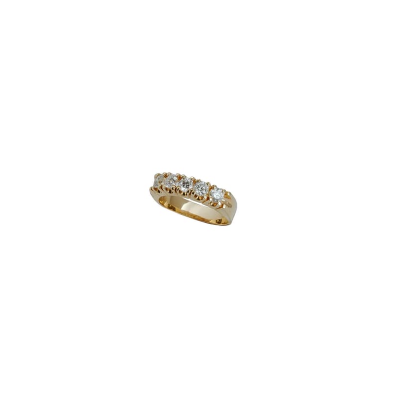 MEIA ALIANCA EM OURO AMARELO COM BRILHANTES 1,00CT TOTAL