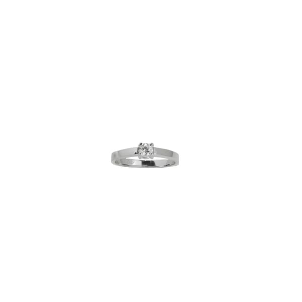 ANEL SOLITARIO EM OURO BRANCO COM BRILHANTE DE 0,20CT