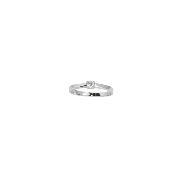 ANEL SOLITARIO EM OURO BRANCO COM BRILHANTE DE 0,10CT