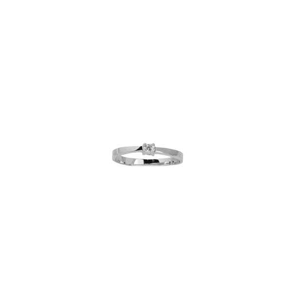 ANEL SOLITARIO EM OURO BRANCO COM BRILHANTE DE 0,05CT