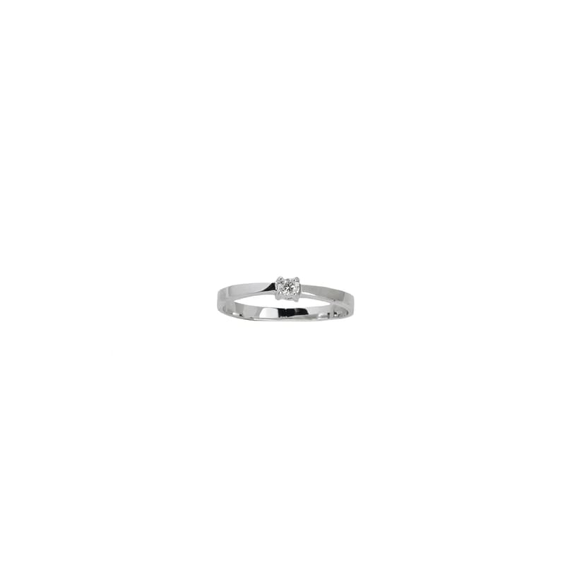 ANEL SOLITARIO EM OURO BRANCO COM BRILHANTE DE 0,05CT