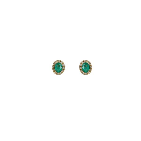 BRINCOS EM OURO AMARELO COM BRILHANTES 0,24CT E ESMERALDAS