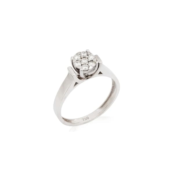 ANEL EM OURO BRANCO COM BRILHANTES 0,21 CTS