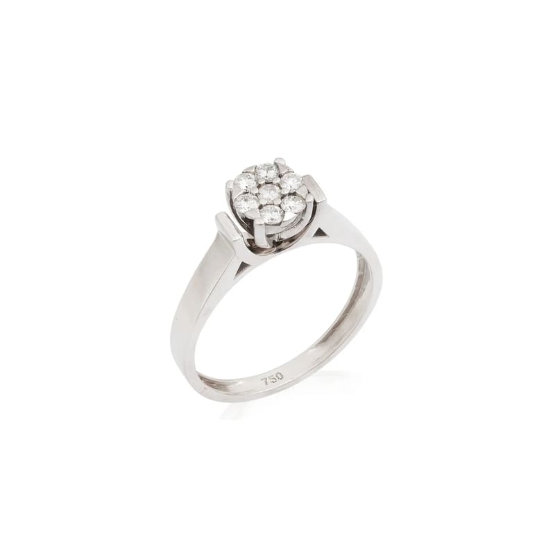 ANEL EM OURO BRANCO COM BRILHANTES 0,21 CTS