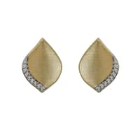 BRINCOS EM OURO AMARELO PETALA SINGLE COM BRILHANTES 0,17 CT COLECAO PETALA