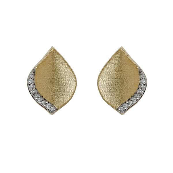 BRINCOS EM OURO AMARELO PETALA SINGLE COM BRILHANTES 0,17 CT COLECAO PETALA