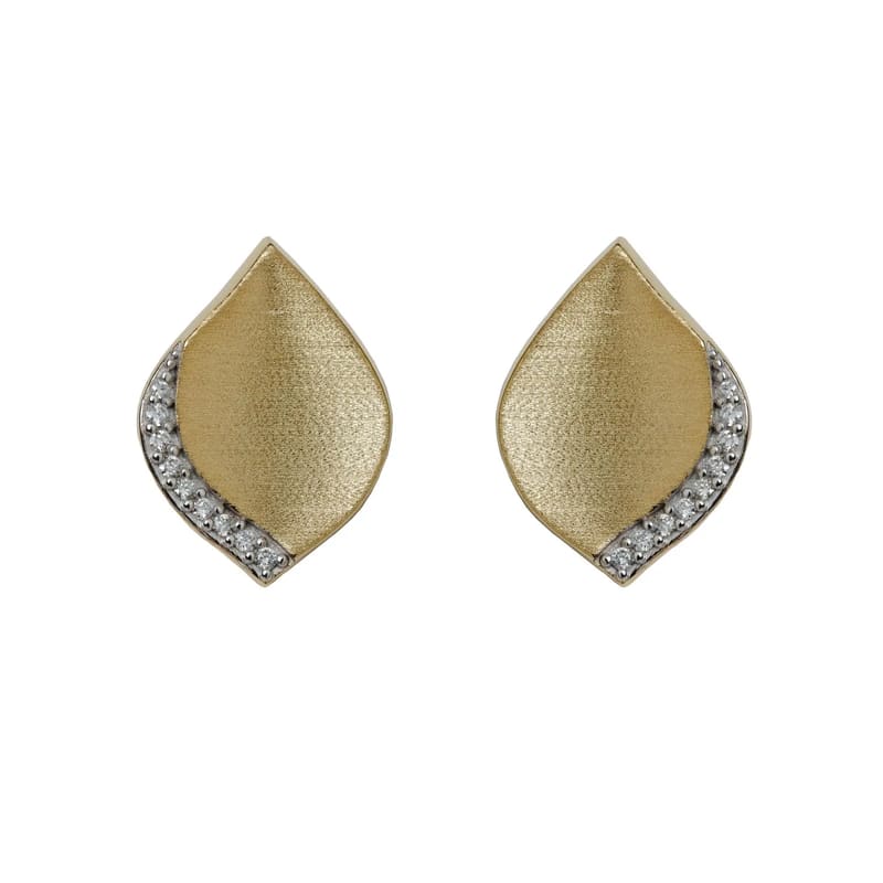 BRINCOS EM OURO AMARELO PETALA SINGLE COM BRILHANTES 0,17 CT COLECAO PETALA