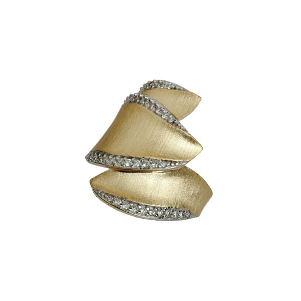 ANEL EM OURO AMARELO COM BRILHANTES PETALA DUPLA 0,41CT COLECAO PETALA