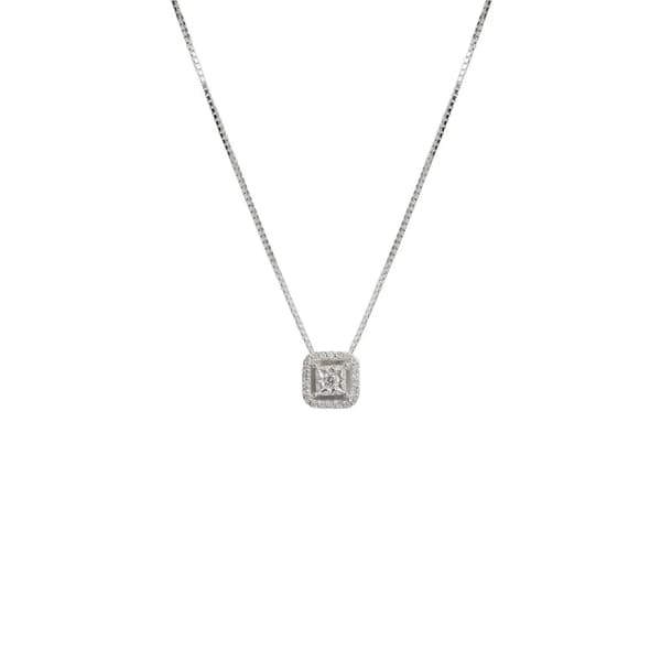 CORRENTE EM OURO BRANCO COM BRILHANTES 0,21 CTS