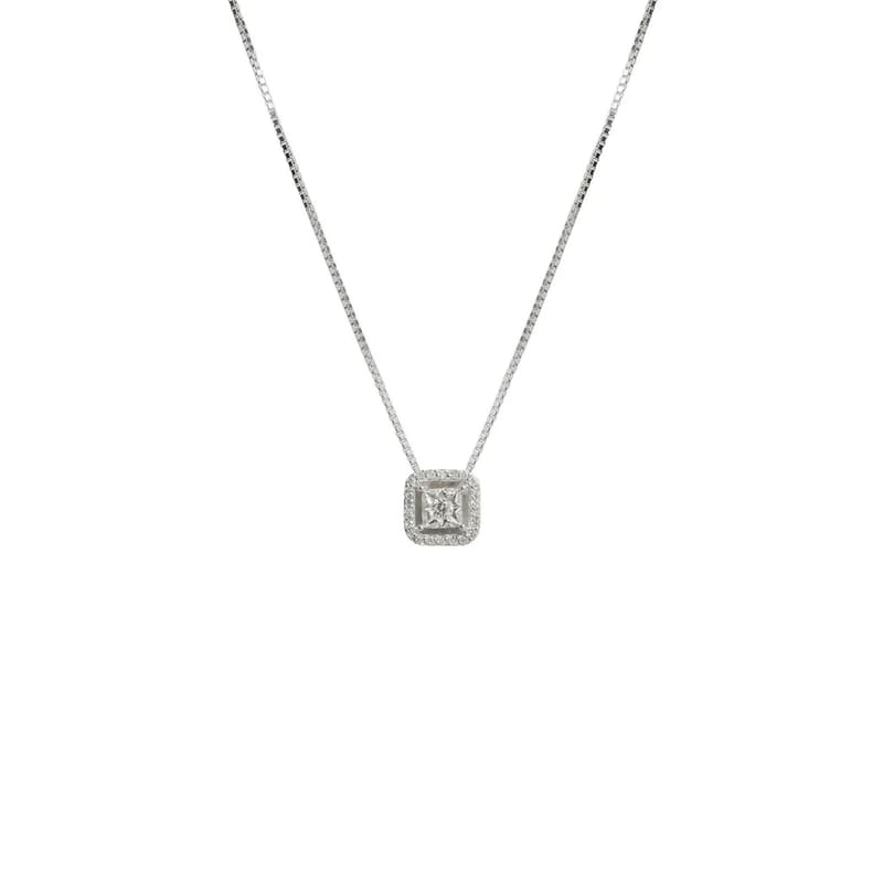 CORRENTE EM OURO BRANCO COM BRILHANTES 0,21 CTS