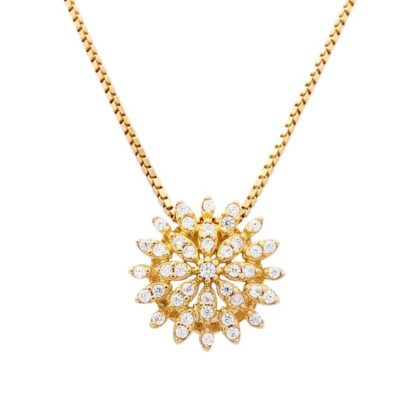 CORRENTE EM PRATA 925 COM BANHO DE OURO COM PINGENTE ZIRCONIAS