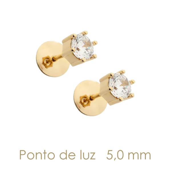 BRINCO EM PRATA 925 COM BANHO DE OURO COM ZIRCONIA PONTO DE LUZ