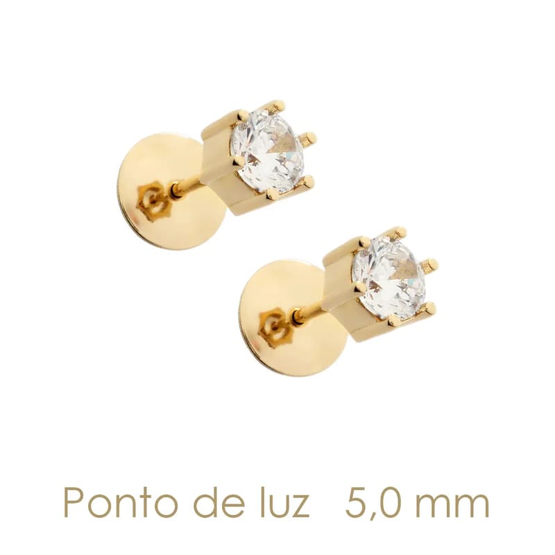 BRINCO EM PRATA 925 COM BANHO DE OURO COM ZIRCONIA PONTO DE LUZ