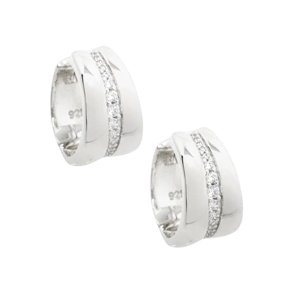 BRINCO EM PRATA 925 COM BANHO DE RODIO ARGOLA COM ZIRCONIAS