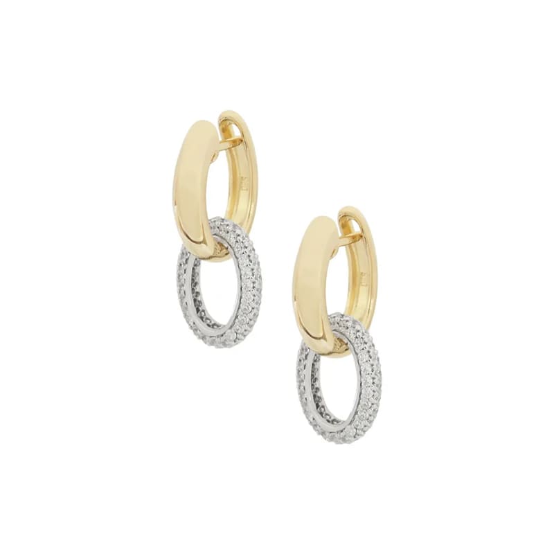 BRINCO EM PRATA COM BANHO DE OURO ARGOLAS COM ZIRCONIAS
